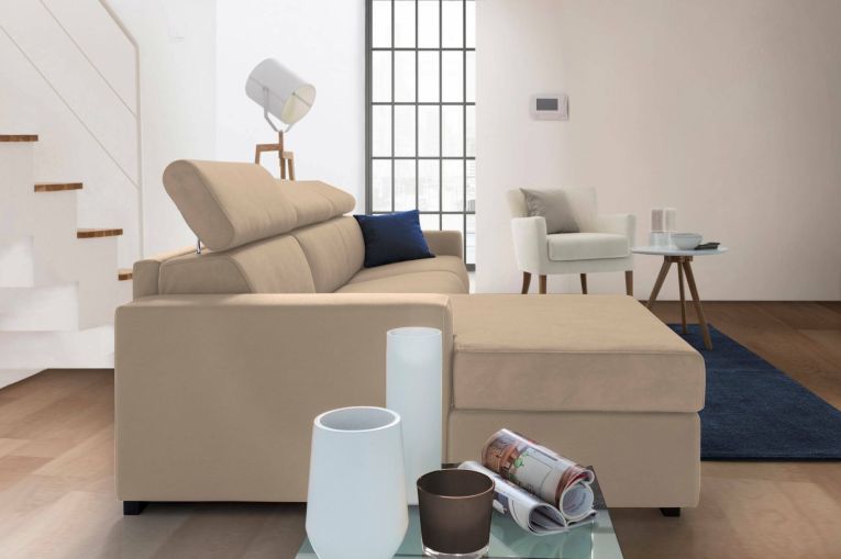 Divano sfoderabile beige 260x95x85h cm - Aryaly