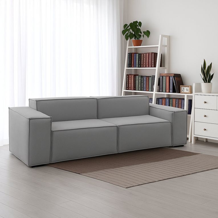 Divano sfoderabile grigio 220x95x70h cm - Lepidolite