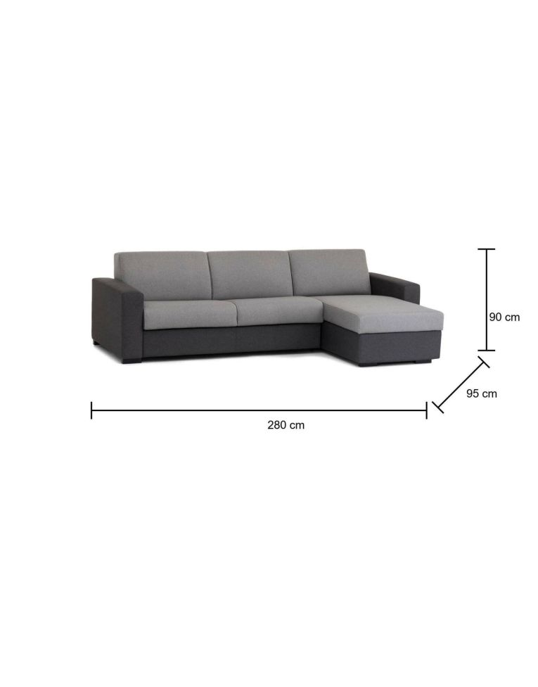 Divano sfoderabile grigio e antracite 280x95x90h cm - Atos