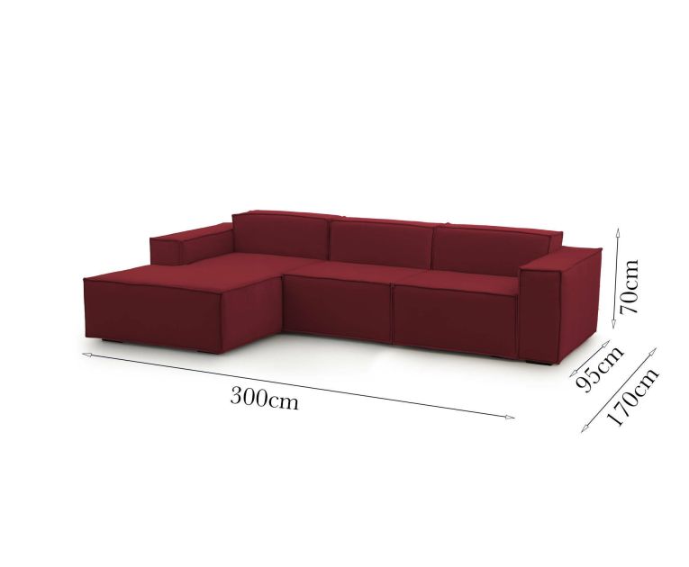 Divano sfoderabile rosso 300x170x70h cm - Alganibra