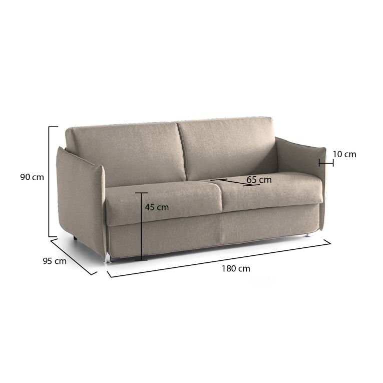 Divano sfoderabile tortora 180x95x90h cm - Varedo