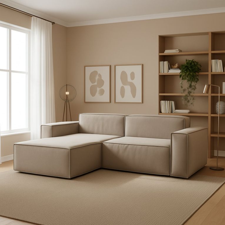Divano sfoderabile tortora 220x170x70h cm - Alhoa