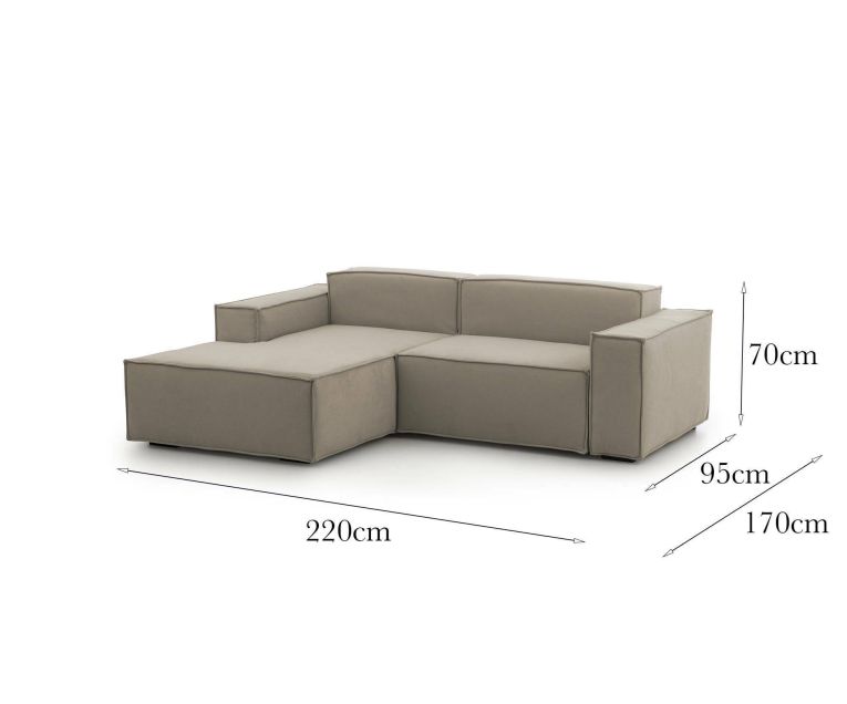 Divano sfoderabile tortora 220x170x70h cm - Alhoa