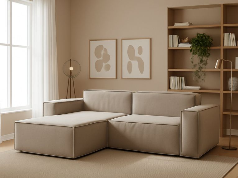 Divano sfoderabile tortora 220x170x70h cm - Alhoa