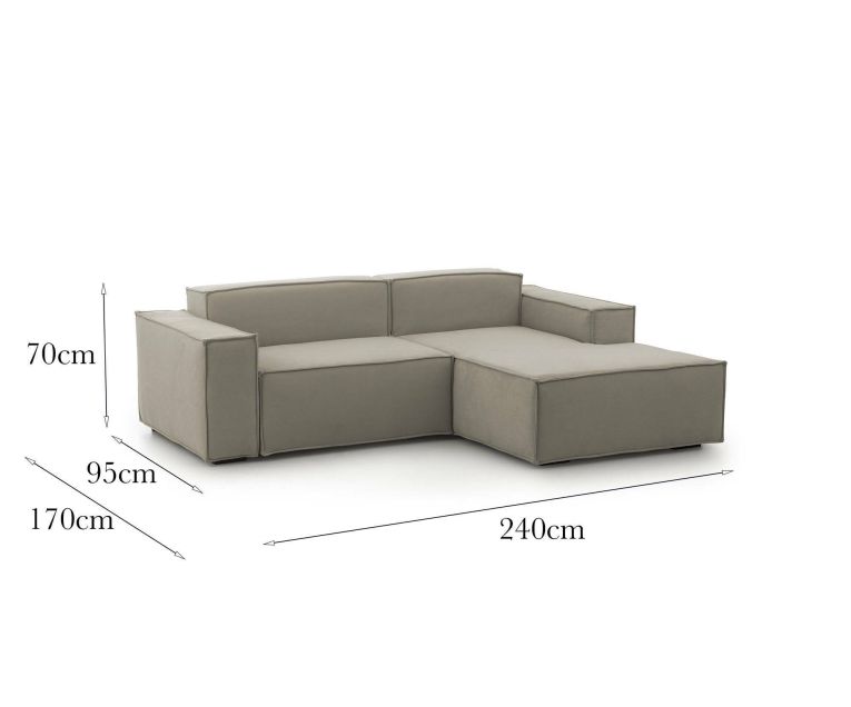 Divano sfoderabile tortora 240x170x70h cm - Ameli