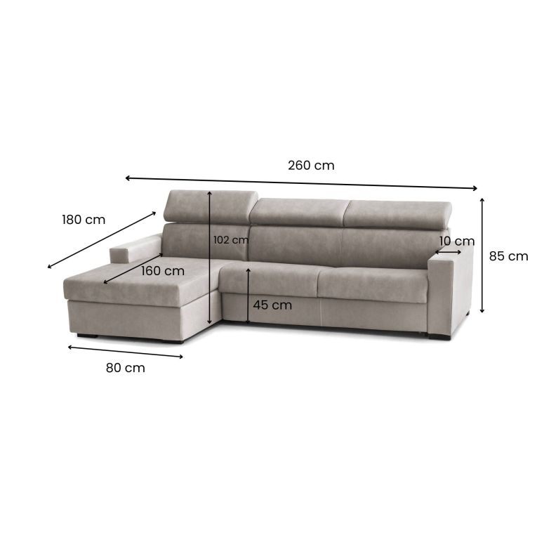 Divano sfoderabile tortora 260x95x85h cm - Aryaly