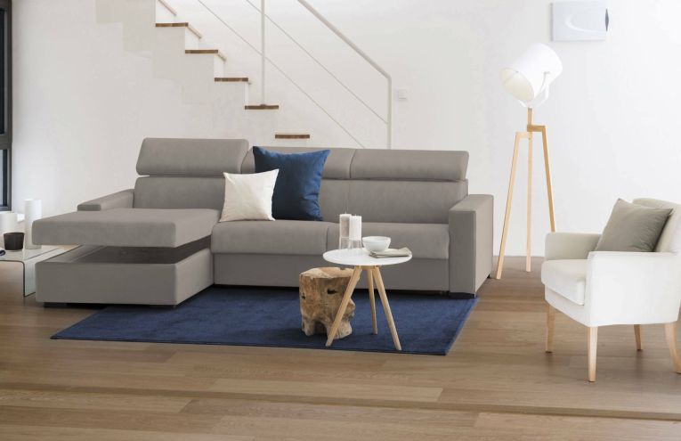Divano sfoderabile tortora 260x95x85h cm - Aryaly