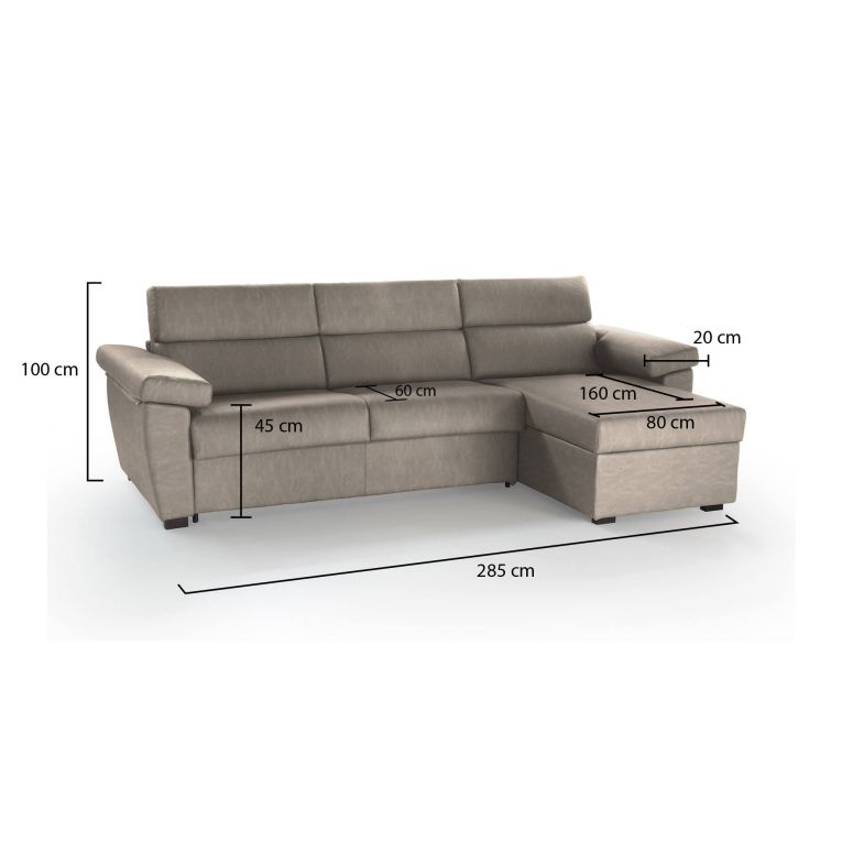 Divano sfoderabile tortora 285x160x100h cm - Ceto