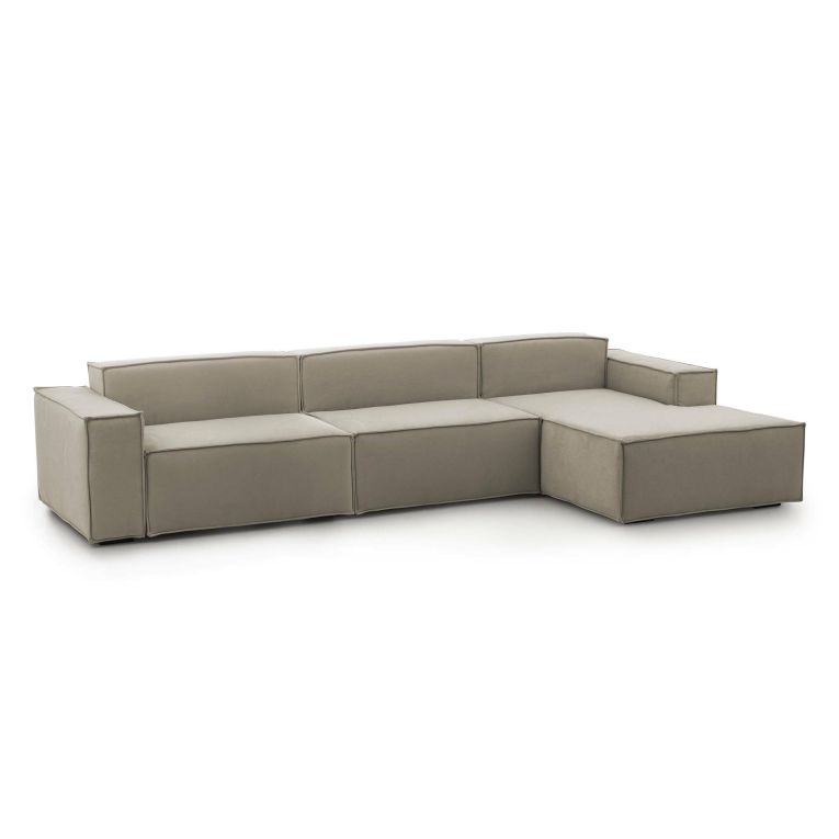 Divano sfoderabile tortora 340x170x70h cm - Asvaldo