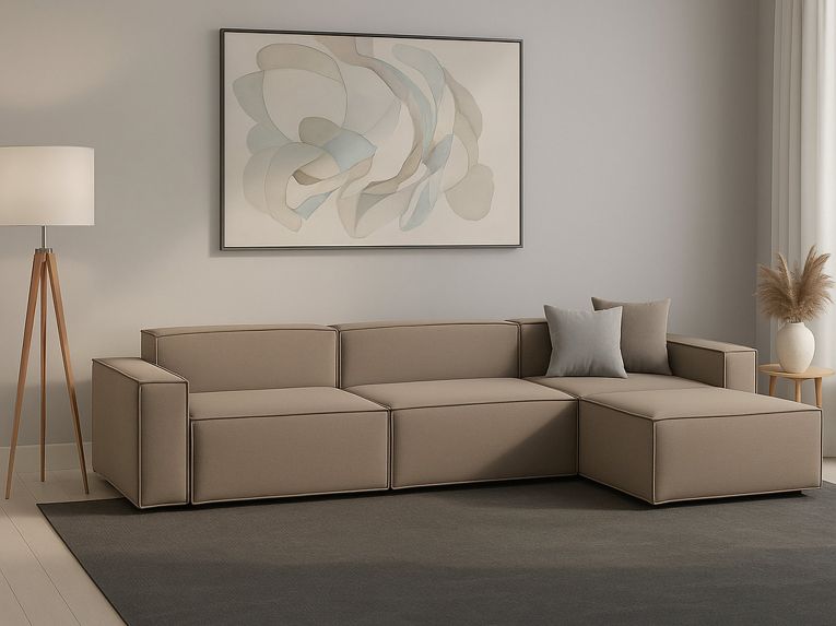 Divano sfoderabile tortora 340x170x70h cm - Asvaldo