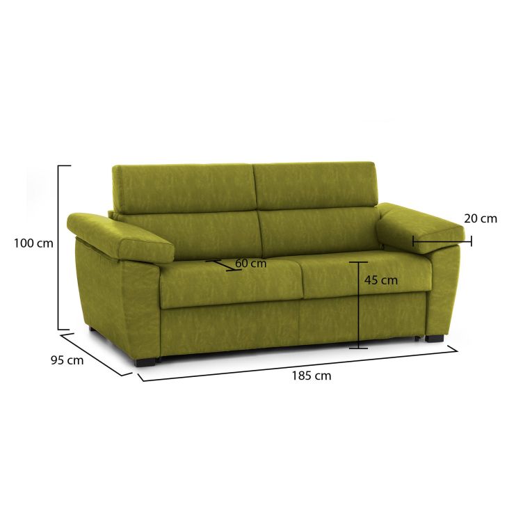 Divano sfoderabile verde 185x95x100h cm - Pisogne
