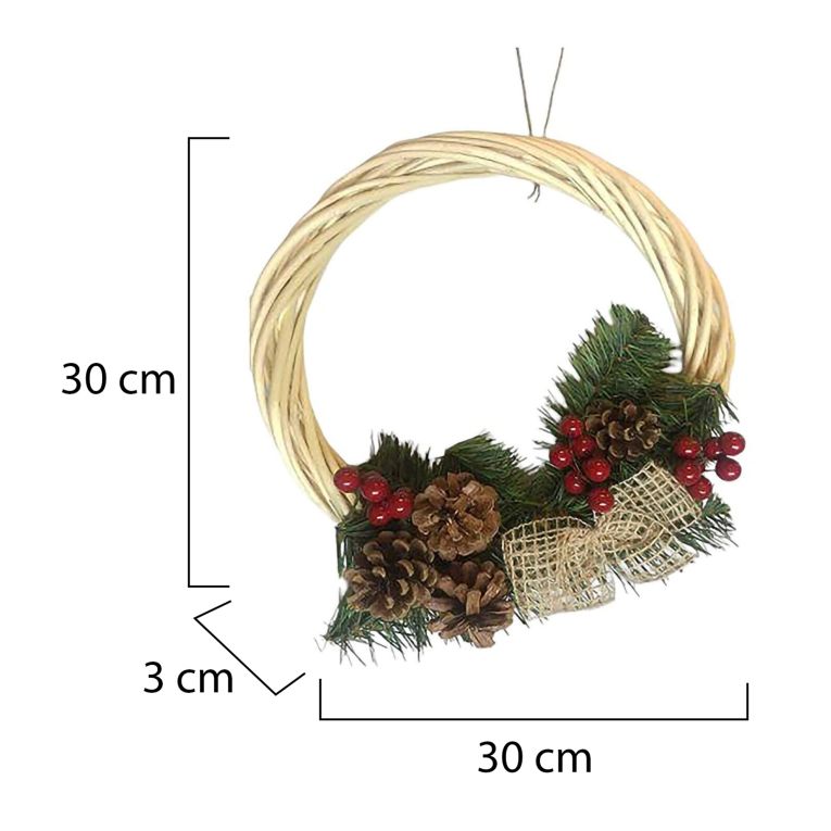 Ghirlanda da Natale Choiwan, 30x30 h3 cm, Verde e Giallo