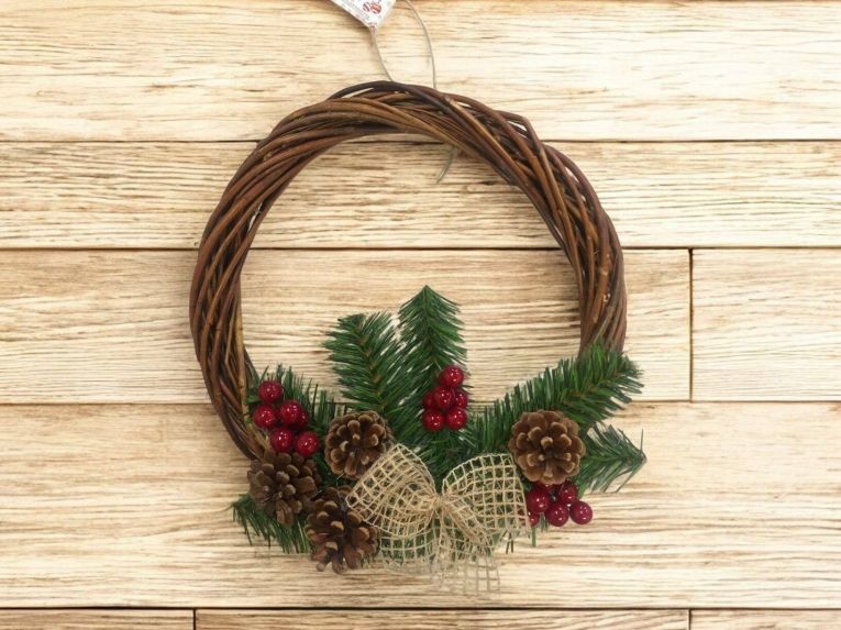 Ghirlanda da Natale Choiwan, 30x30 h3 cm, Verde e Marrone