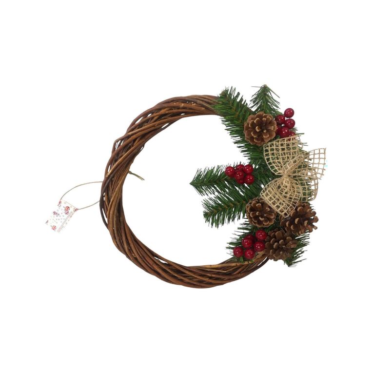 Ghirlanda da Natale Choiwan, 30x30 h3 cm, Verde e Marrone