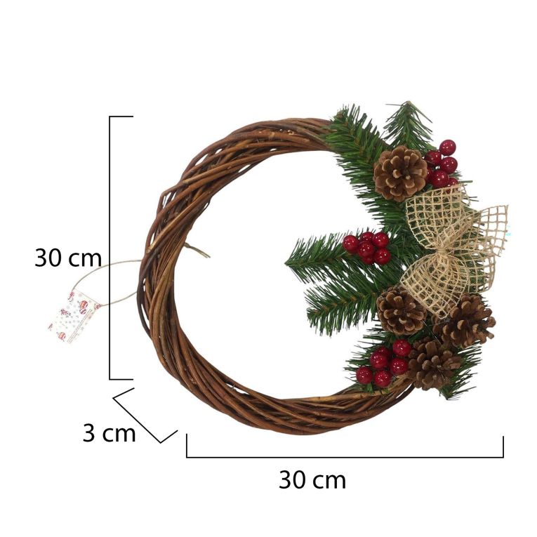 Ghirlanda da Natale Choiwan, 30x30 h3 cm, Verde e Marrone
