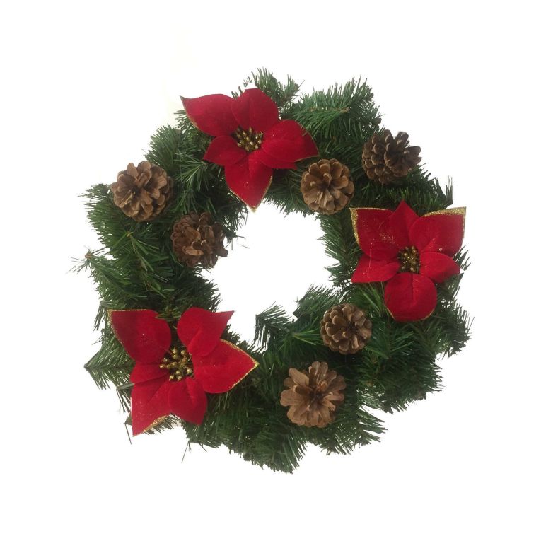 Ghirlanda da Natale Norbert, Verde e Rosso, 35x35 h3 cm