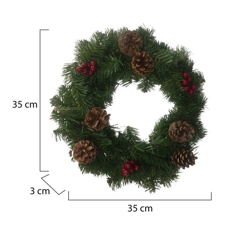 Ghirlanda da Natale Perosa, 35x35 h3 cm, Verde e Rosso