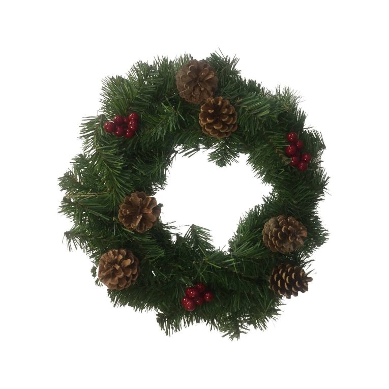 Ghirlanda da Natale Perosa, 35x35 h3 cm, Verde e Rosso