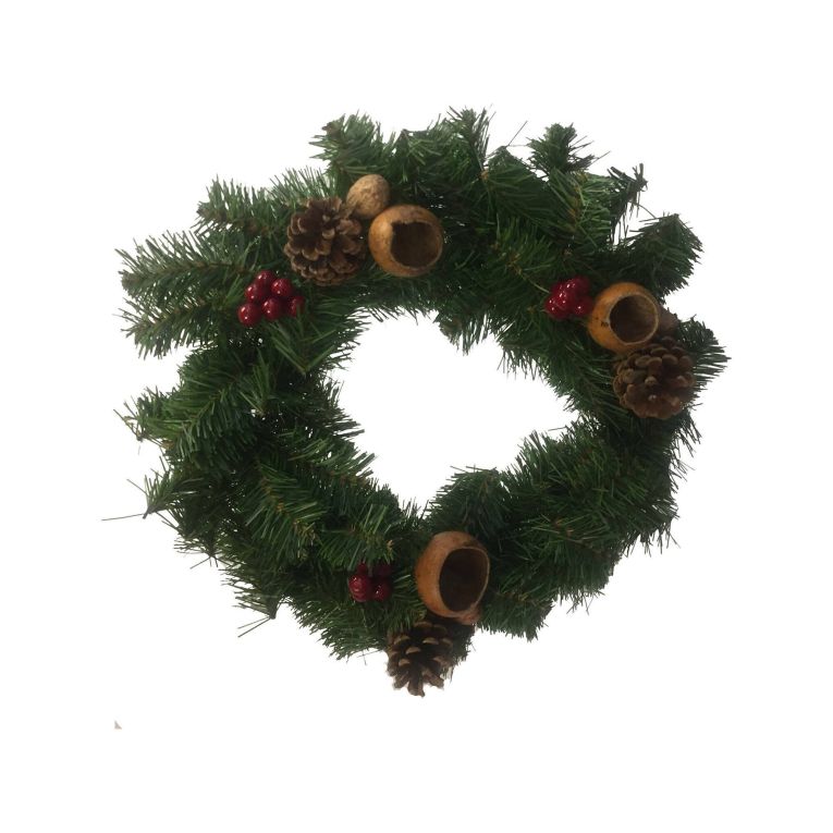 Ghirlanda da Natale Zoppola, 35x35 h3 cm, Verde