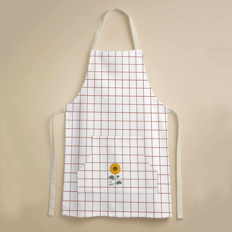 Grembiule Cucina Bianco Rosso Lavabile in Lavatrice si 30° Colore Struttura Rosso, - Palitoba