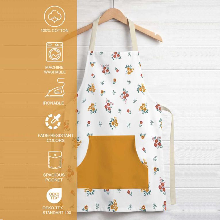 Grembiule Cucina Giallo Multicolore Lavabile in Lavatrice si 30° Colore Struttura Multicolore, - Palitoba