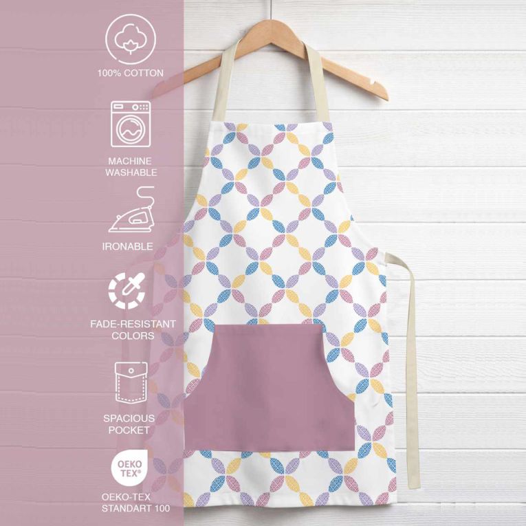 Grembiule Cucina Rosa Multicolore Lavabile in Lavatrice si 30° Colore Struttura Multicolore, - Palitoba