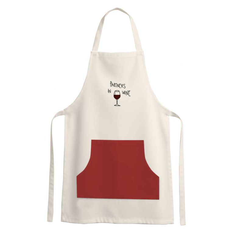 Grembiule Cucina Rosso Bianco Lavabile in Lavatrice si 30° Colore Struttura Bianco, - Palitoba