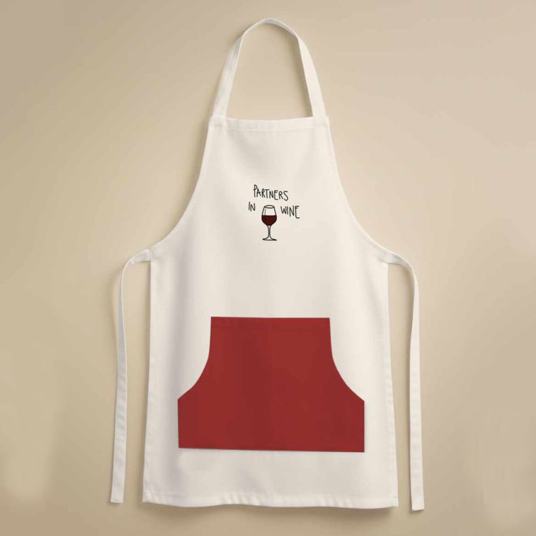Grembiule Cucina Rosso Bianco Lavabile in Lavatrice si 30° Colore Struttura Bianco, - Palitoba