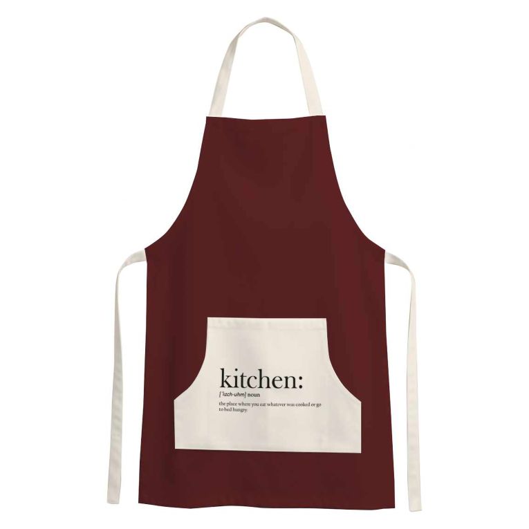 Grembiule Cucina Rosso Scuro Bianco Lavabile in Lavatrice si 30° Colore Struttura Bianco, Sfumatura Colore Struttura Scuro - Palitoba