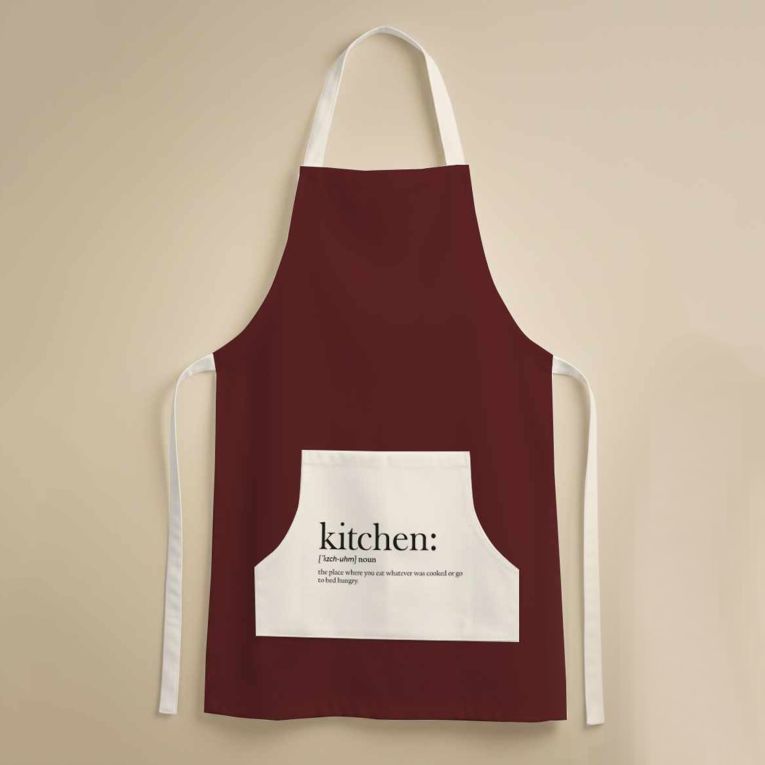 Grembiule Cucina Rosso Scuro Bianco Lavabile in Lavatrice si 30° Colore Struttura Bianco, Sfumatura Colore Struttura Scuro - Palitoba