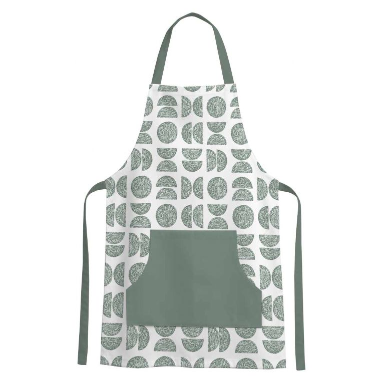 Grembiule Cucina Verde Bianco Lavabile in Lavatrice si 30° Colore Struttura Bianco, - Palitoba