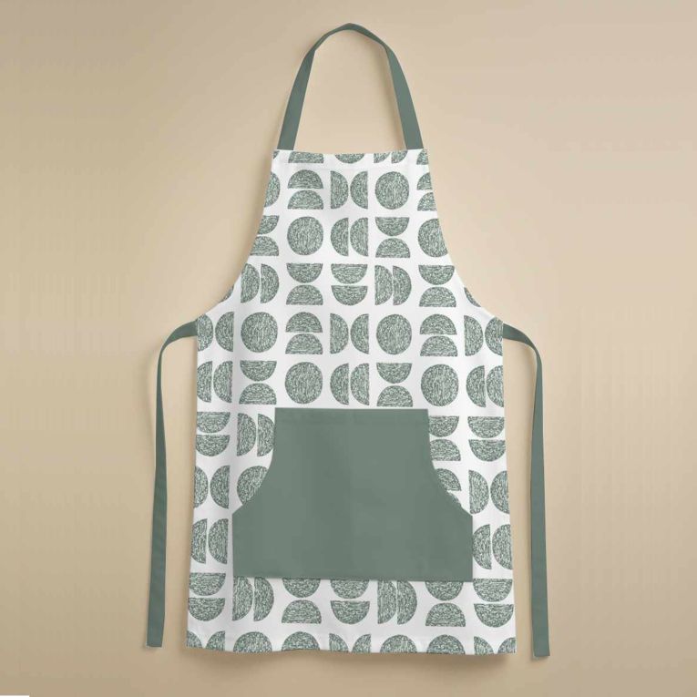 Grembiule Cucina Verde Bianco Lavabile in Lavatrice si 30° Colore Struttura Bianco, - Palitoba