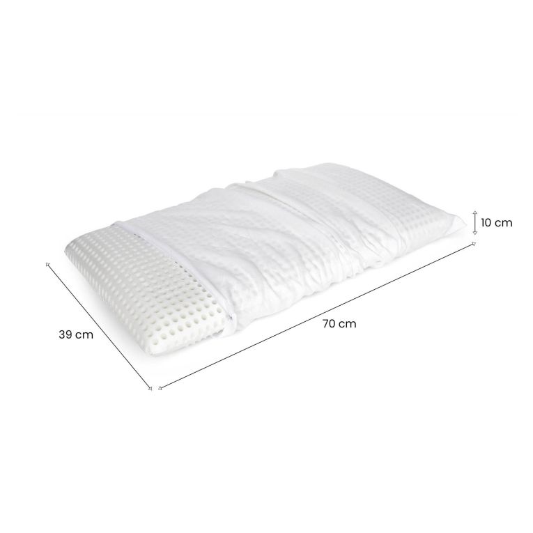 Guanciale Alloro, Made in Italy, 70x39 h10 cm, Bianco
