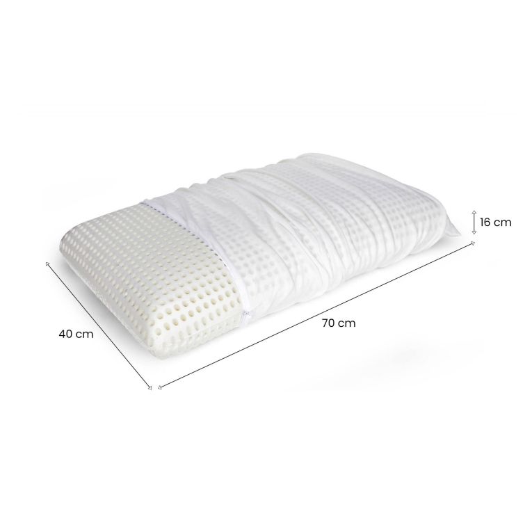 Guanciale Bovegno, Cuscino per letto, Poggiatesta imbottito, Cuscinetto per camera da letto, Made in Italy, 70x40 h16 cm, Bianco