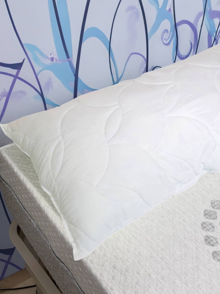 Guanciale Bozzolo, Cuscino per letto, Poggiatesta imbottito, Cuscinetto per camera da letto, Made in Italy, 73x44 h14 cm, Bianco