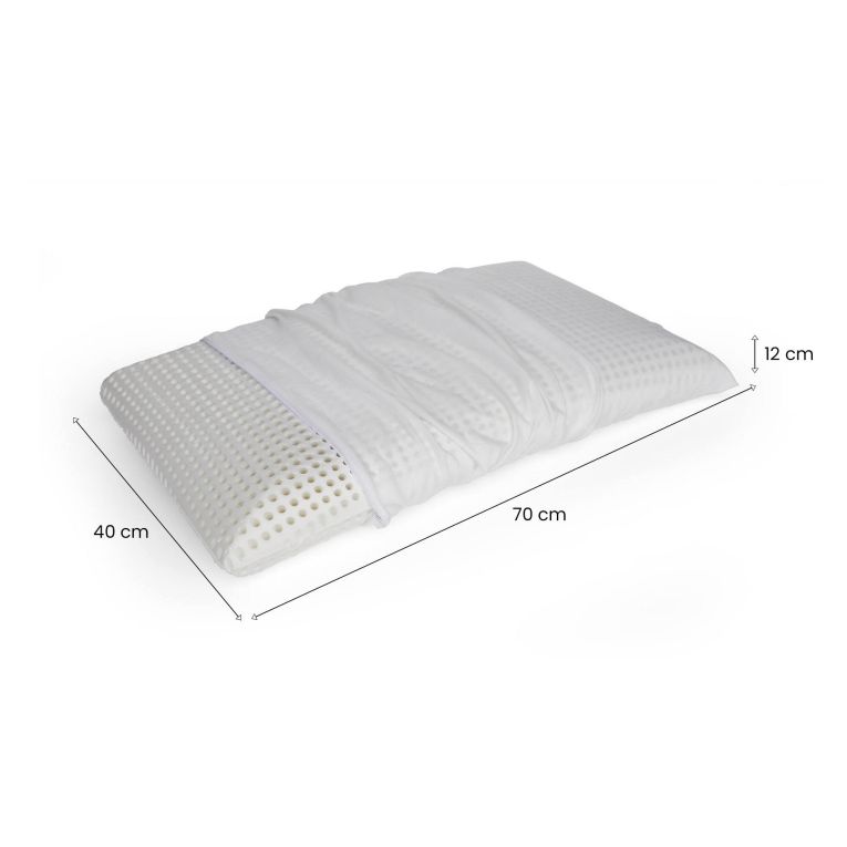 Guanciale Bracca, Cuscino per letto, Poggiatesta imbottito, Cuscinetto per camera da letto, Made in Italy, 70x40 h12 cm, Bianco