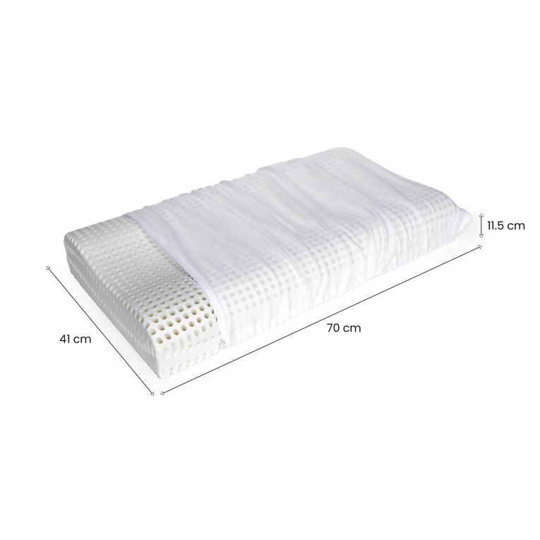 Guanciale Braone, Cuscino per letto, Poggiatesta imbottito, Cuscinetto per camera da letto, Made in Italy, 70x41 h12 cm, Bianco