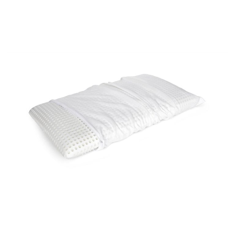 Guanciale Bregnano, Cuscino per letto, Poggiatesta imbottito, Cuscinetto per camera da letto, Made in Italy, 70x39 h10 cm, Bianco