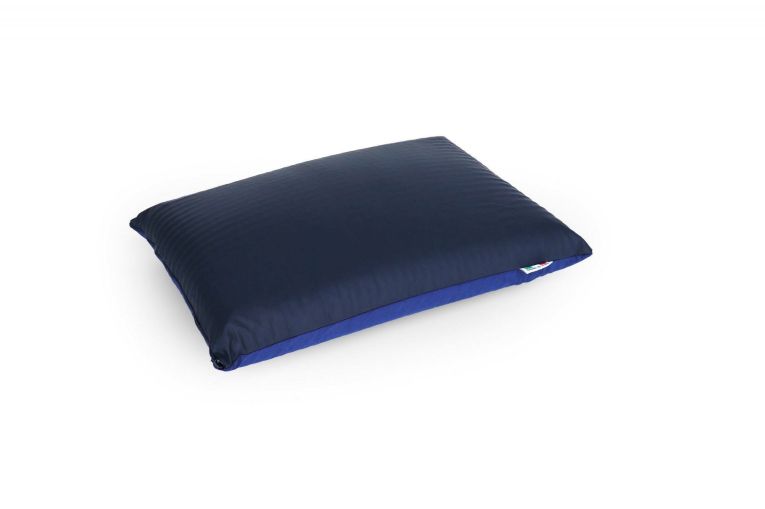 Guanciale Brenna, Cuscino per letto, Poggiatesta imbottito, Cuscinetto per camera da letto, Made in Italy, 50x35 h13 cm, Blu