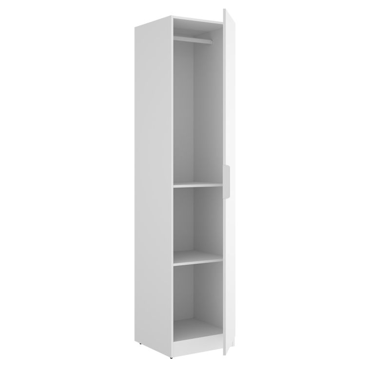 Guardaroba 1 Anta Bianco Appendiabiti Cassetti, 2 Ripiani - Calvert