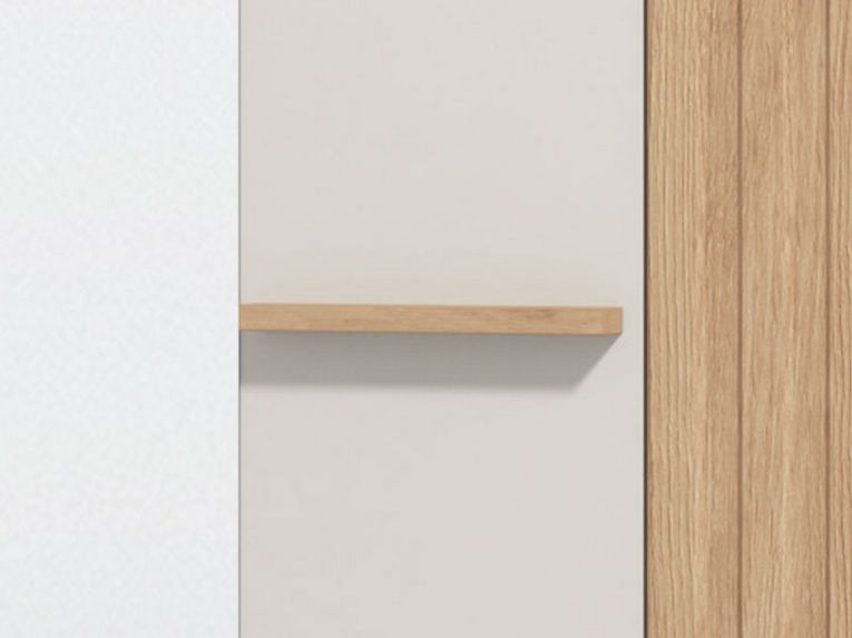 Guardaroba 1 Anta Bianco Crema Marrone Rovere Nodi Appendiabiti 4 Ripiani, 5 Vani - Pesco
