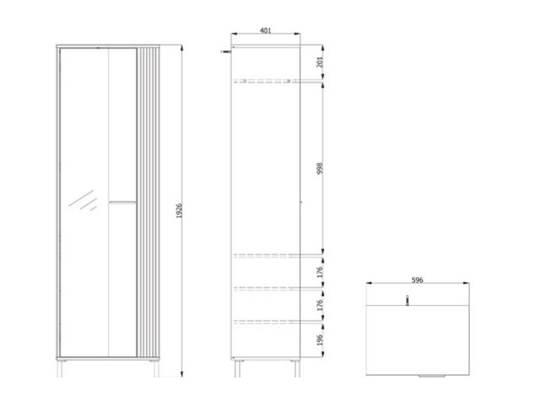 Guardaroba 1 Anta Bianco Crema Marrone Rovere Nodi Appendiabiti 4 Ripiani, 5 Vani - Pesco