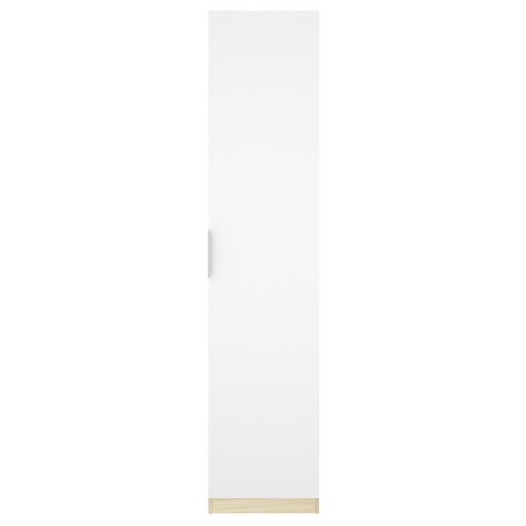 Guardaroba 1 Anta Bianco Marrone Rovere Appendiabiti Cassetti, 2 Ripiani - Calvert
