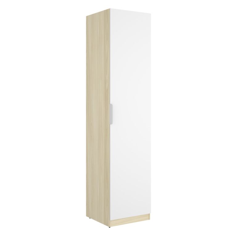 Guardaroba 1 Anta Bianco Marrone Rovere Appendiabiti Cassetti, 2 Ripiani - Calvert