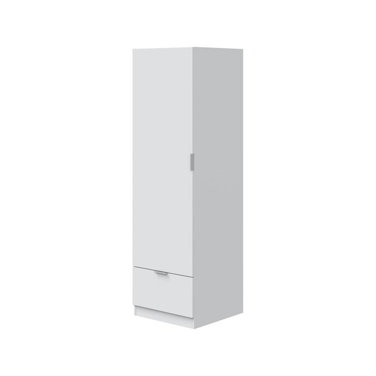 Guardaroba 1 Anta Bianco un Ripiano un Cassetto, Appendiabiti - Dello