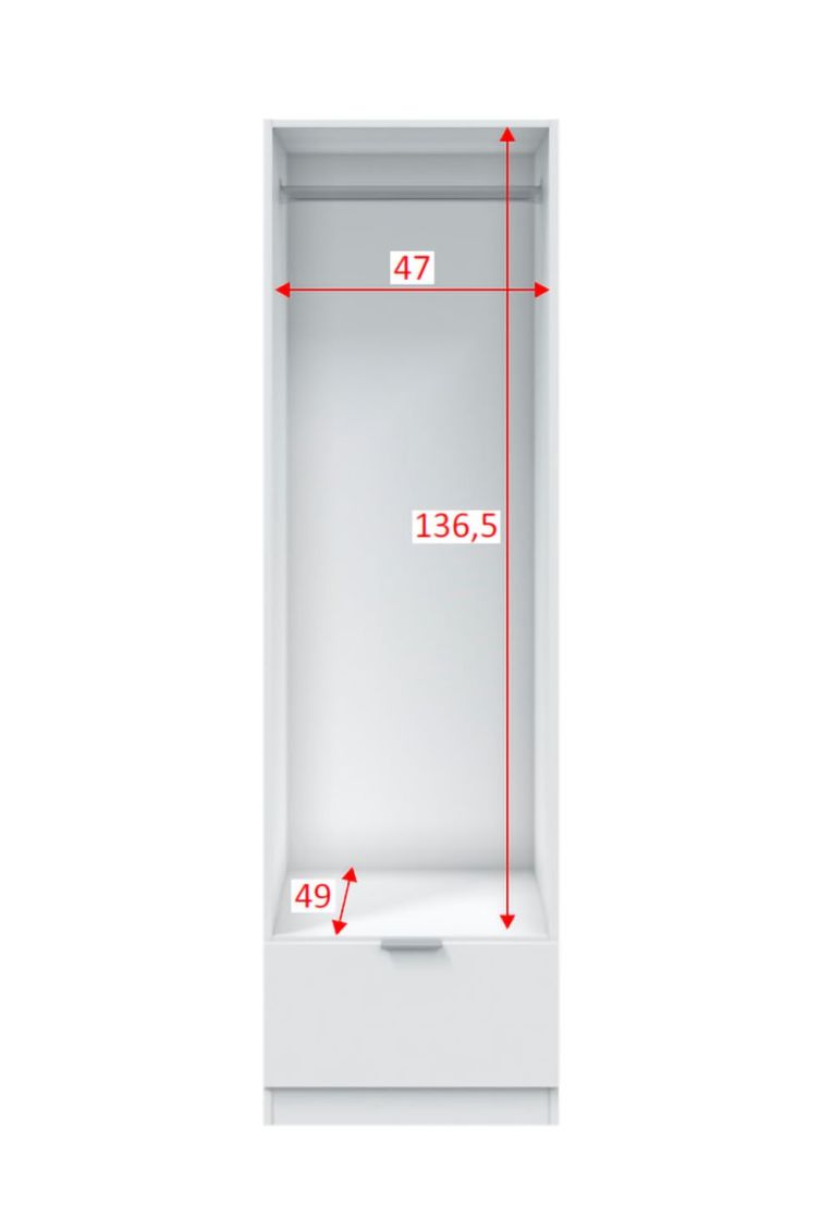 Guardaroba 1 Anta Bianco un Ripiano un Cassetto, Appendiabiti - Dello