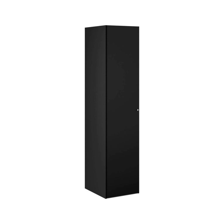 Guardaroba 1 anta- Gregoria, Mobile multifunzionale, Mobiletto scarpiera, Guardaroba porta scarpe, 50x60 h219 cm, Nero