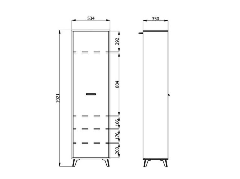Guardaroba 1 Anta Marrone Rovere Grigio Nero Appendiabiti 4 Ripiani, 5 Vani - Palmoli
