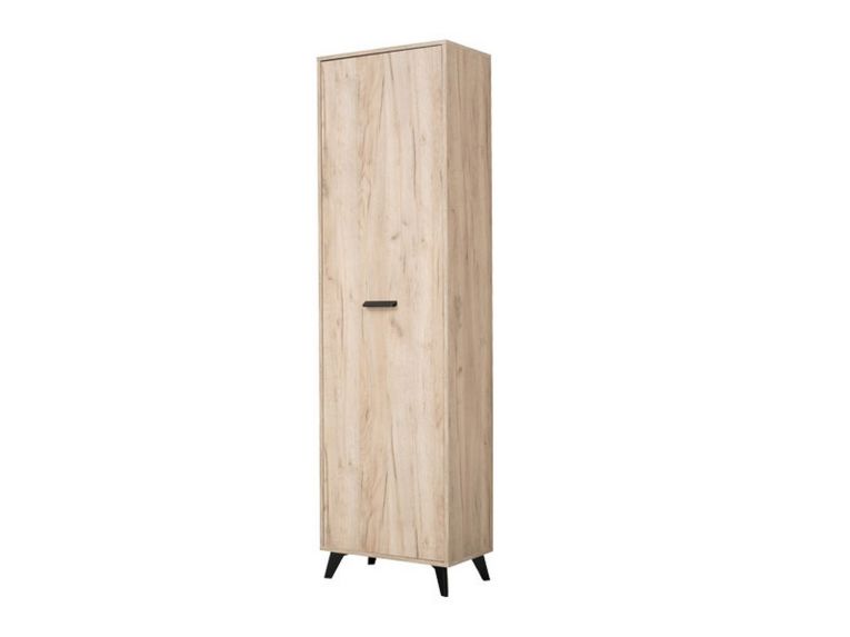 Guardaroba 1 Anta Marrone Rovere Grigio Nero Appendiabiti 4 Ripiani, 5 Vani - Palmoli