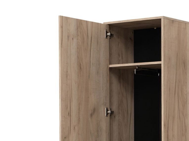 Guardaroba 1 Anta Marrone Rovere Grigio Nero Appendiabiti 4 Ripiani, 5 Vani - Palmoli